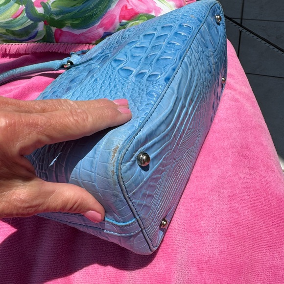 💙Brahmin Blue Crocodile-Embossed Leather Satchel💙 - Picture 11 of 15